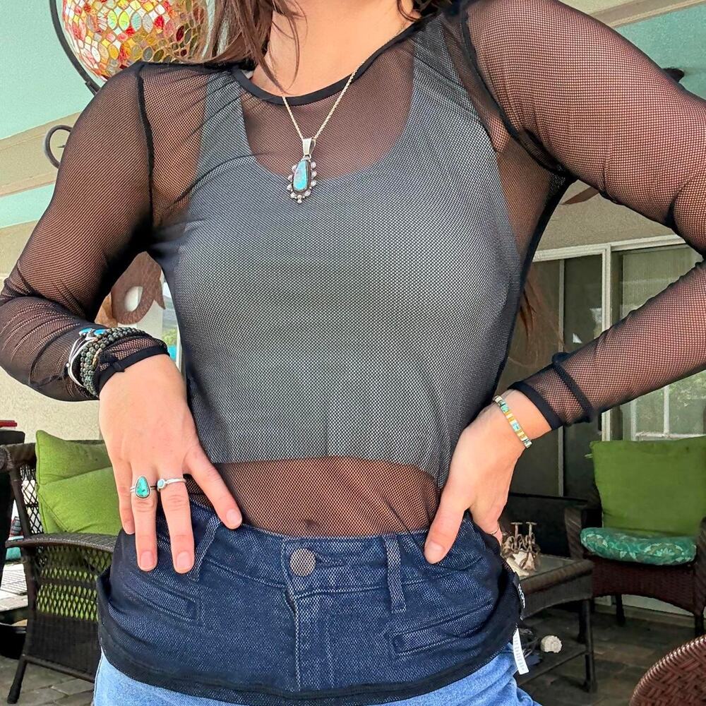 MICHI Black Fish Net Top